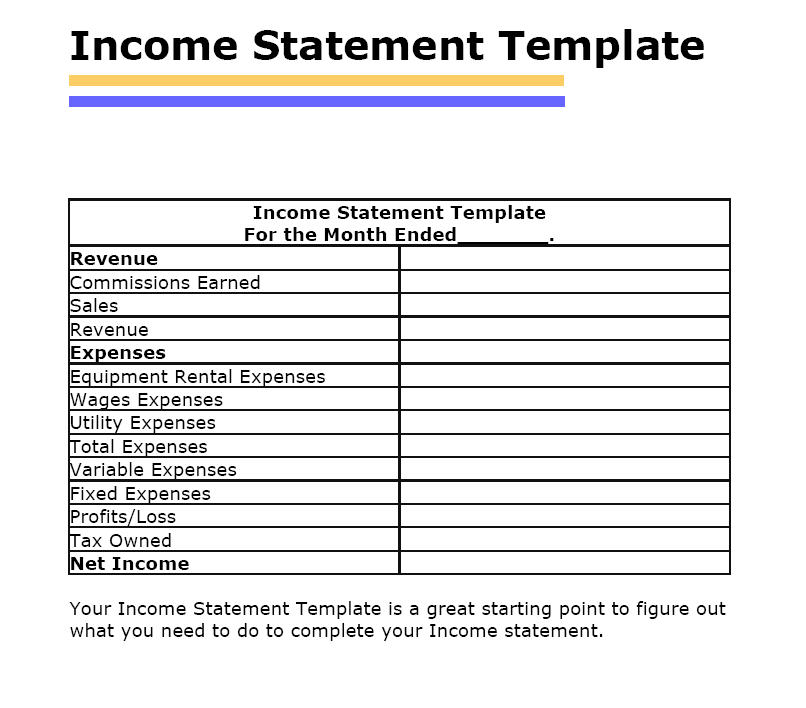 Profit and loss statement free template